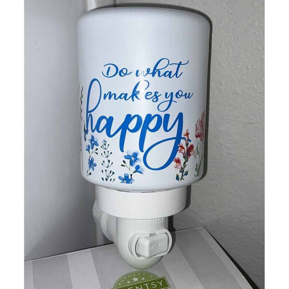 Scentsy Do what makes you Happy Plug-In Ceramic Floral Inspirational Wax Warmer